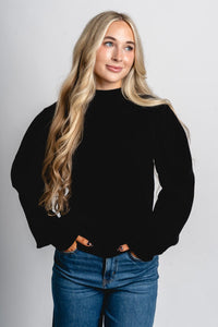 Puff sleeve sweater black – Stylish Sweaters | Boutique Sweaters at Lush Fashion Lounge Boutique in Oklahoma City