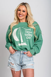 Z Supply Sail away sweatshirt botanical green - Adorable sweatshirt - Stylish Vacation T-Shirts at Lush Fashion Lounge Boutique in Oklahoma City