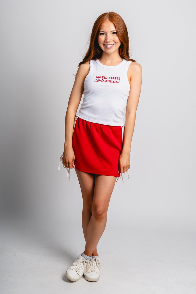 USA stars micro tank top white - Fun Tank Top - Unique American Summer Ideas at Lush Fashion Lounge Boutique in Oklahoma