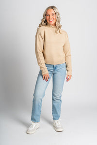 Reverse seam sweater taupe - Trendy Sweaters | Cute Pullover Sweaters at Lush Fashion Lounge Boutique in Oklahoma City