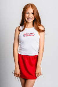USA stars micro tank top white - Cute Tank Top - Fun American Summer Outfits at Lush Fashion Lounge Boutique in Oklahoma City