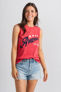 America the beautiful tank top red - Fun Tank Top - Unique American Summer Ideas at Lush Fashion Lounge Boutique in Oklahoma