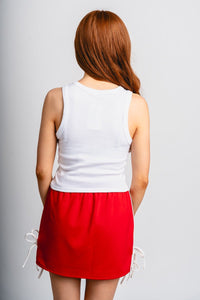USA stars micro tank top white - Adorable Tank Top - Stylish Patriotic Summer Graphic Tees at Lush Fashion Lounge Boutique in OKC