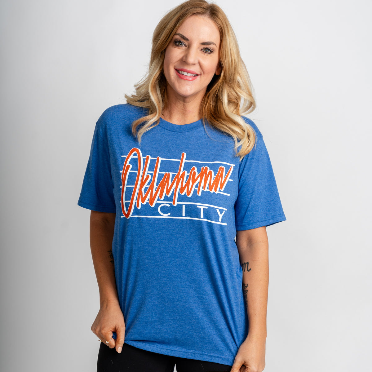 OKC diagonal lines unisex t-shirt royal blue - Oklahoma City inspired graphic t-shirts at Lush Fashion Lounge Boutique in Oklahoma City
