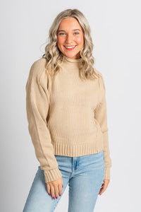 Reverse seam sweater taupe – Boutique Sweaters | Fashionable Sweaters at Lush Fashion Lounge Boutique in Oklahoma City