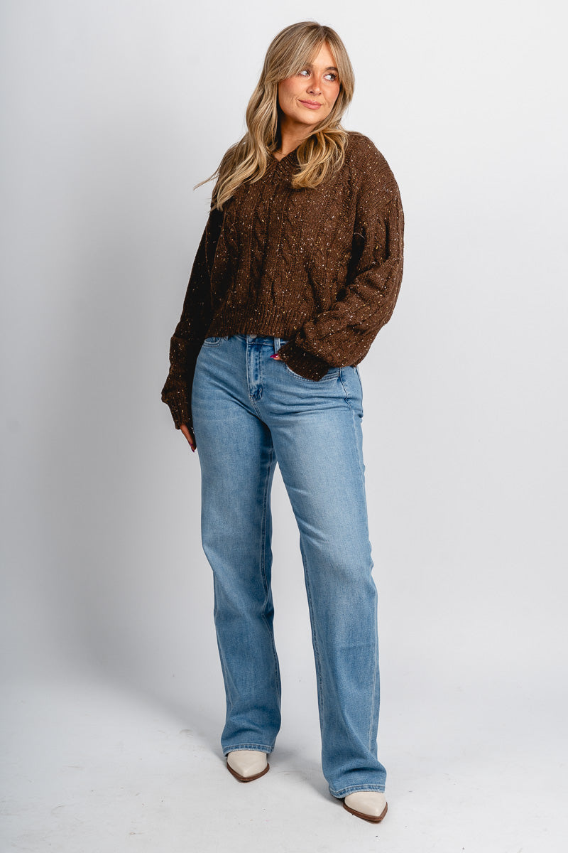 Pierre v-neck sweater brown - Trendy Sweaters | Cute Pullover Sweaters at Lush Fashion Lounge Boutique in Oklahoma City