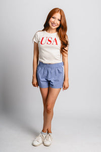 USA vogue baby tee natural - Stylish T-shirt - Trendy American Summer Fashion at Lush Fashion Lounge Boutique in Oklahoma