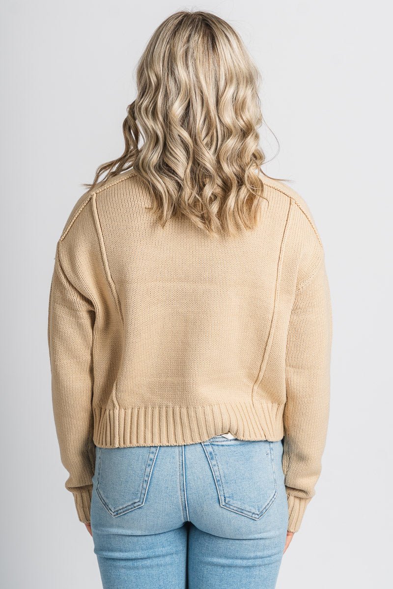 Reverse seam sweater taupe