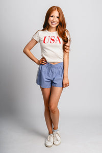 USA vogue baby tee natural - Fun T-shirt - Unique American Summer Ideas at Lush Fashion Lounge Boutique in Oklahoma