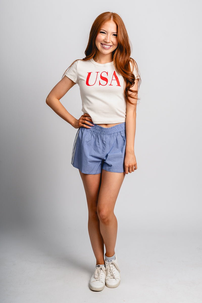 USA vogue baby tee natural - Fun T-shirt - Unique American Summer Ideas at Lush Fashion Lounge Boutique in Oklahoma