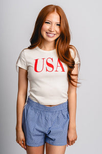 USA vogue baby tee natural - Cute T-shirt - Fun American Summer Outfits at Lush Fashion Lounge Boutique in Oklahoma City