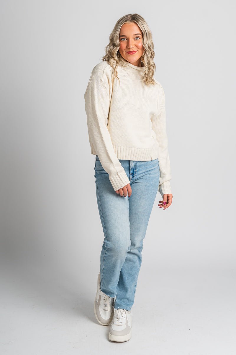 Reverse seam sweater cream – Unique Sweaters | Lounging Sweaters and Womens Fashion Sweaters at Lush Fashion Lounge Boutique in Oklahoma City