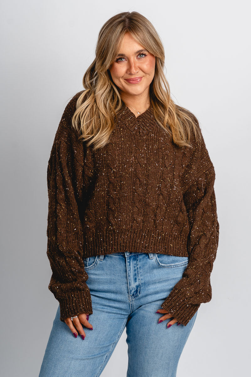 Pierre v-neck sweater brown – Boutique Sweaters | Fashionable Sweaters at Lush Fashion Lounge Boutique in Oklahoma City