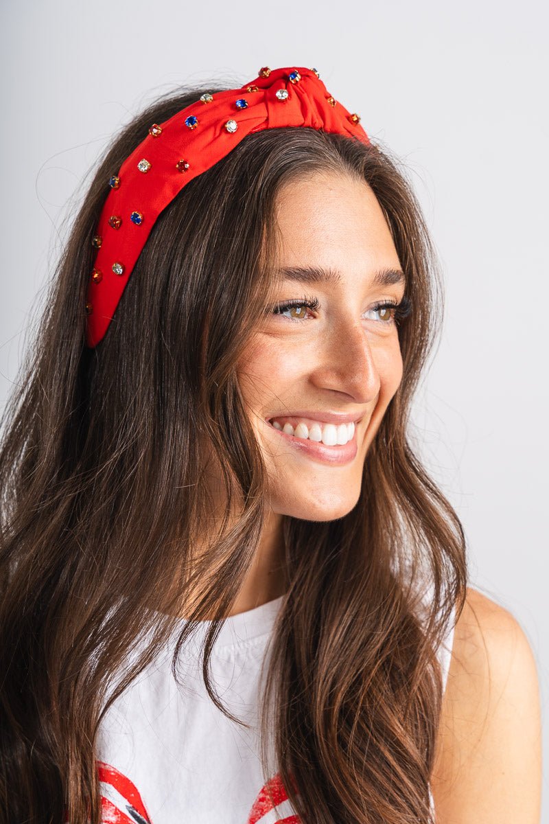 Jewel studded headband red - Trendy headband - Cute American Summer Collection at Lush Fashion Lounge Boutique in Oklahoma City