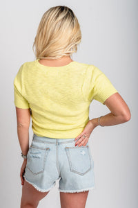 Short sleeve cardigan top lemon - Adorable top - Stylish Vacation T-Shirts at Lush Fashion Lounge Boutique in Oklahoma City