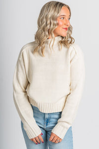 Reverse seam sweater cream – Boutique Sweaters | Fashionable Sweaters at Lush Fashion Lounge Boutique in Oklahoma City