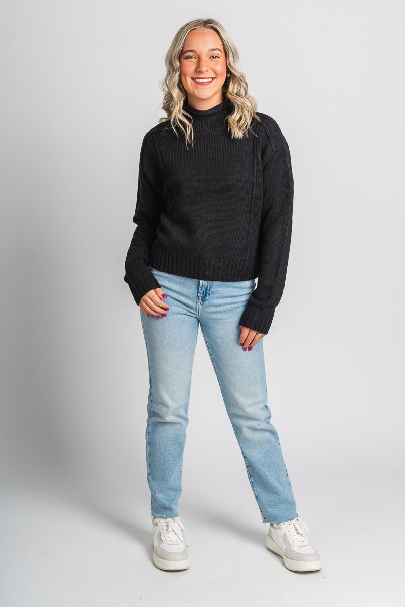 Reverse seam sweater black – Unique Sweaters | Lounging Sweaters and Womens Fashion Sweaters at Lush Fashion Lounge Boutique in Oklahoma City