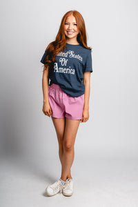 USA bookmania crop tee vintage navy - Fun T-shirt - Unique American Summer Ideas at Lush Fashion Lounge Boutique in Oklahoma