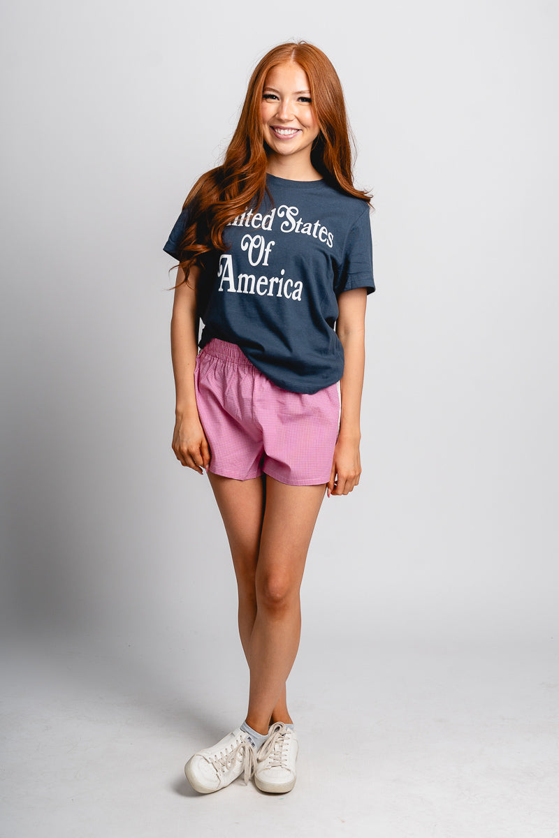 USA bookmania crop tee vintage navy - Fun T-shirt - Unique American Summer Ideas at Lush Fashion Lounge Boutique in Oklahoma