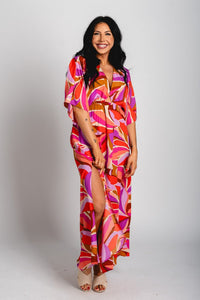 Petals kimono maxi dress pink - Trendy dress - Cute Vacation Collection at Lush Fashion Lounge Boutique in Oklahoma City