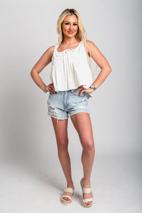 Babydoll tank top off white - Stylish tank top - Trendy Staycation Outfits at Lush Fashion Lounge Boutique in Oklahoma City