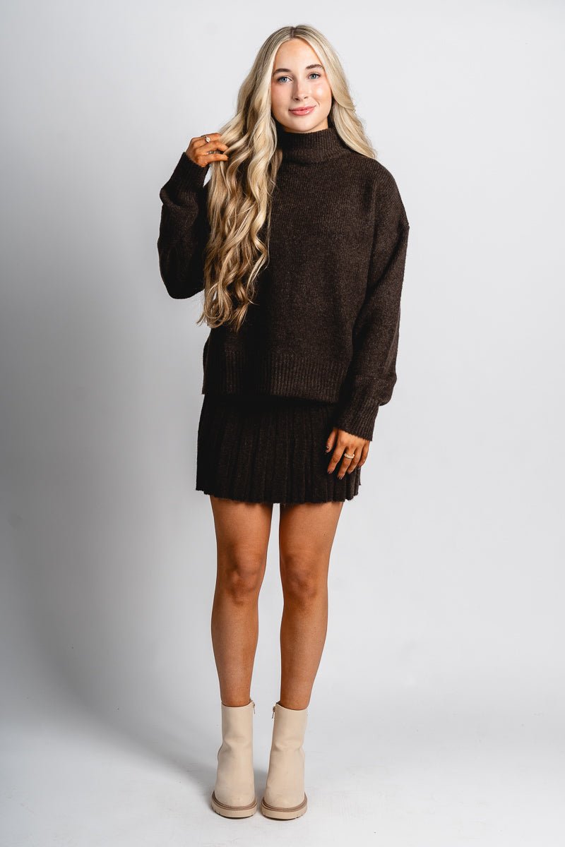 Pleated Sweater Mini Skirt Brown Brown / Medium Pleated Sweater Mini Skirt Brown Brown / Medium