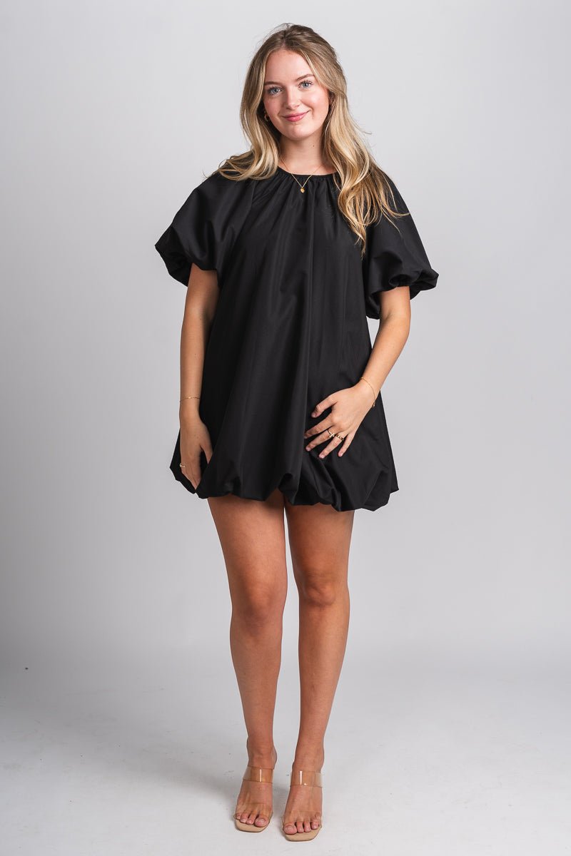 Puff smocked mini dress black - Trendy dress - Fashion Dresses at Lush Fashion Lounge Boutique in Oklahoma City