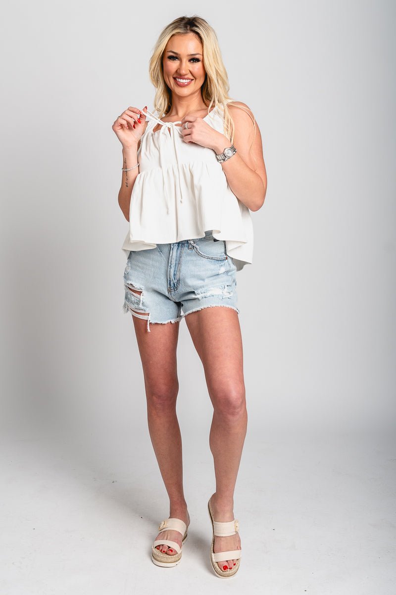 Babydoll tank top off white - Fun tank top - Unique Getaway Gear at Lush Fashion Lounge Boutique in Oklahoma