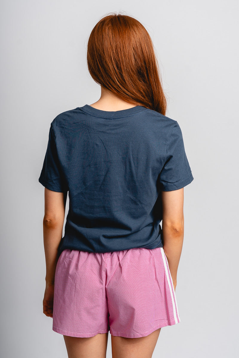 USA bookmania crop tee vintage navy - Adorable T-shirt - Stylish Patriotic Summer Graphic Tees at Lush Fashion Lounge Boutique in OKC