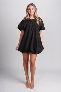 Puff smocked mini dress black Stylish dress - Womens Fashion Dresses at Lush Fashion Lounge Boutique in Oklahoma City