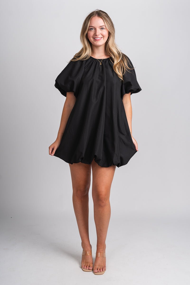 Puff smocked mini dress black Stylish dress - Womens Fashion Dresses at Lush Fashion Lounge Boutique in Oklahoma City