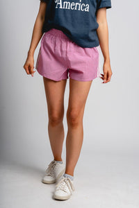 Gingham boxer shorts white/red - Cute Shorts - Trendy Shorts at Lush Fashion Lounge Boutique in Oklahoma City