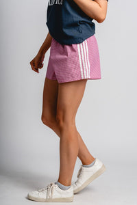 Gingham boxer shorts white/red - Affordable Shorts - Boutique Shorts at Lush Fashion Lounge Boutique in Oklahoma City