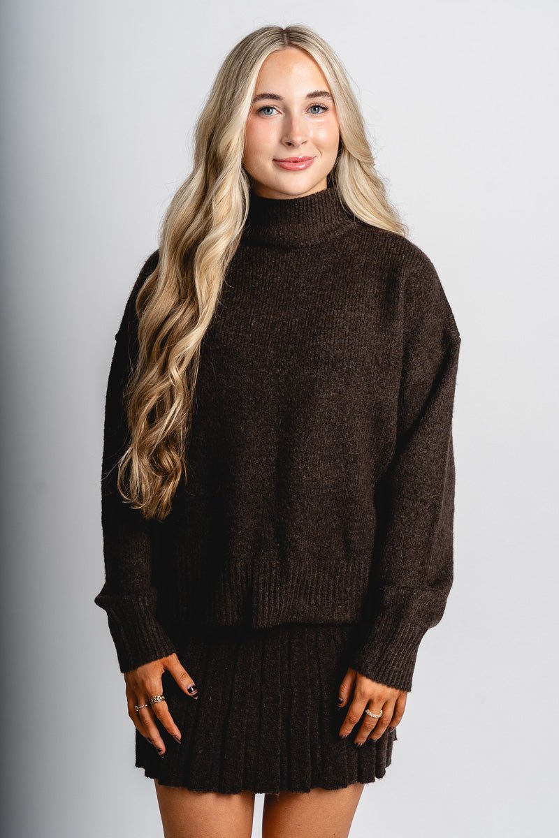 Mock neck sweater brown – Stylish Sweaters | Boutique Sweaters at Lush Fashion Lounge Boutique in Oklahoma City