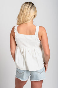 Babydoll tank top off white - Adorable tank top - Stylish Vacation T-Shirts at Lush Fashion Lounge Boutique in Oklahoma City