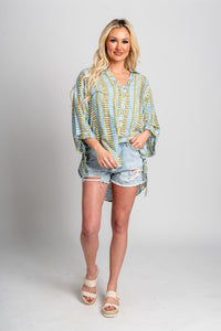 Tie detail blouse tropical breeze - Stylish top - Trendy Staycation Outfits at Lush Fashion Lounge Boutique in Oklahoma City