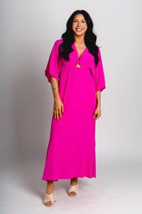 Triangle kimono maxi dress fuchsia - Stylish dress - Trendy Staycation Outfits at Lush Fashion Lounge Boutique in Oklahoma City