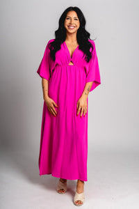 Triangle kimono maxi dress fuchsia - Affordable dress - Boutique Dresses at Lush Fashion Lounge Boutique in Oklahoma City