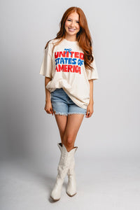 USA bows oversized t-shirt natural - Fun T-shirt - Unique American Summer Ideas at Lush Fashion Lounge Boutique in Oklahoma