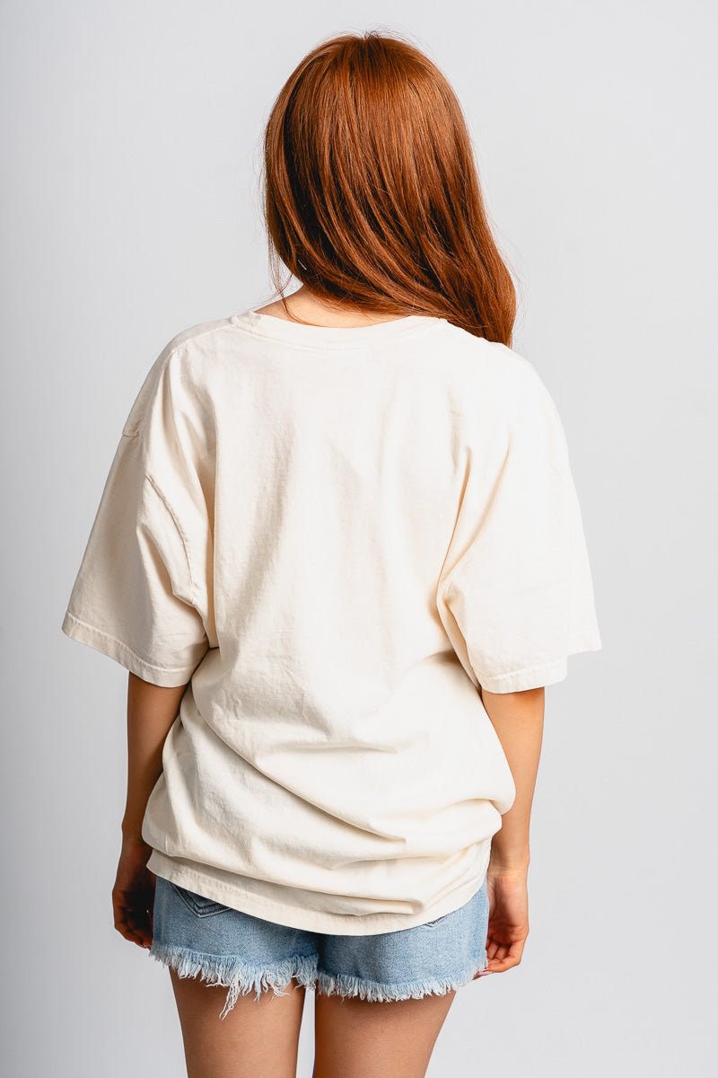 USA bows oversized t-shirt natural - Adorable T-shirt - Stylish Patriotic Summer Graphic Tees at Lush Fashion Lounge Boutique in OKC