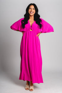 Triangle kimono maxi dress fuchsia - Fun dress - Unique Getaway Gear at Lush Fashion Lounge Boutique in Oklahoma