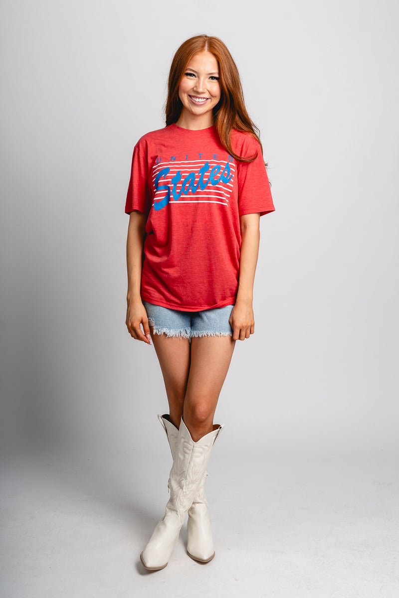 USA bars unisex t-shirt red - Fun T-shirt - Unique American Summer Ideas at Lush Fashion Lounge Boutique in Oklahoma