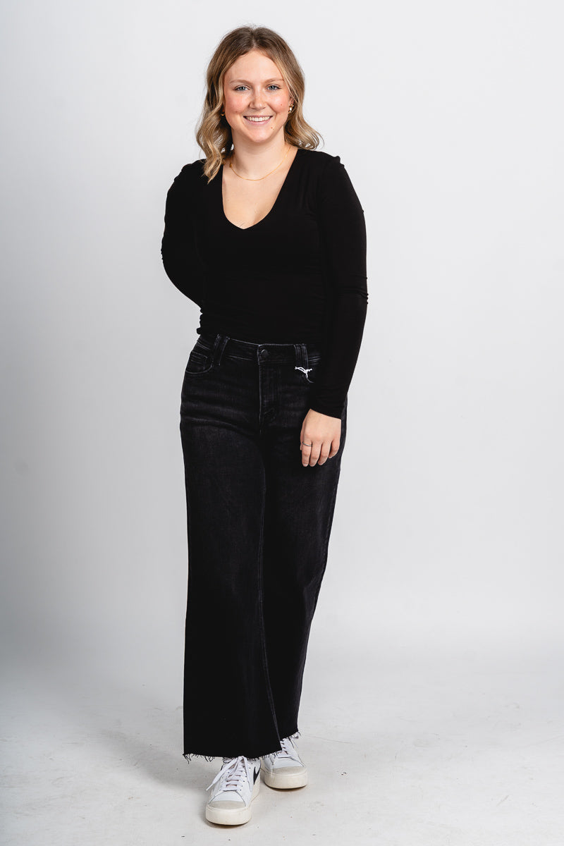 Flying Monkey high rise ankle wide leg jeans Xavier | Lush Fashion Lounge: boutique women's jeans, fashion jeans for women, affordable fashion jeans, cute boutique jeans