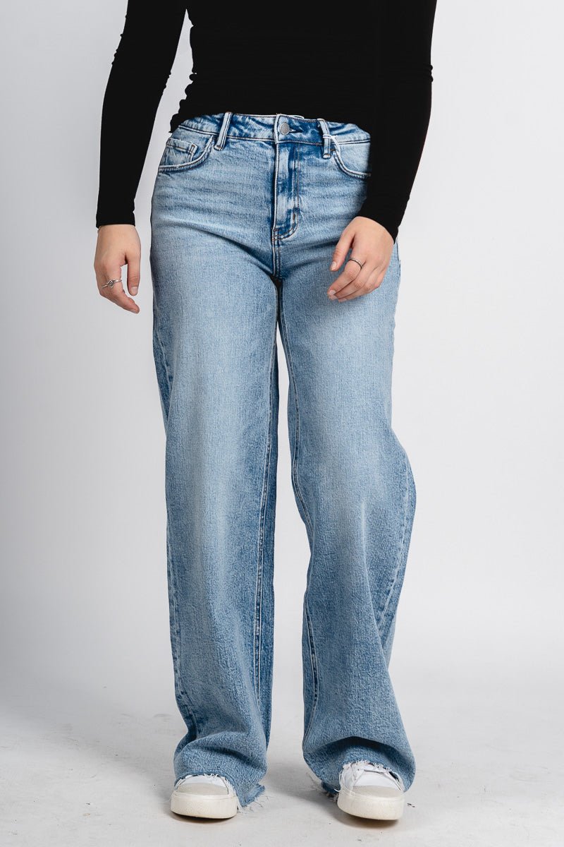 Flying Monkey high rise wide leg jeans Modernity | Lush Fashion Lounge: boutique women's jeans, fashion jeans for women, affordable fashion jeans, cute boutique jeans