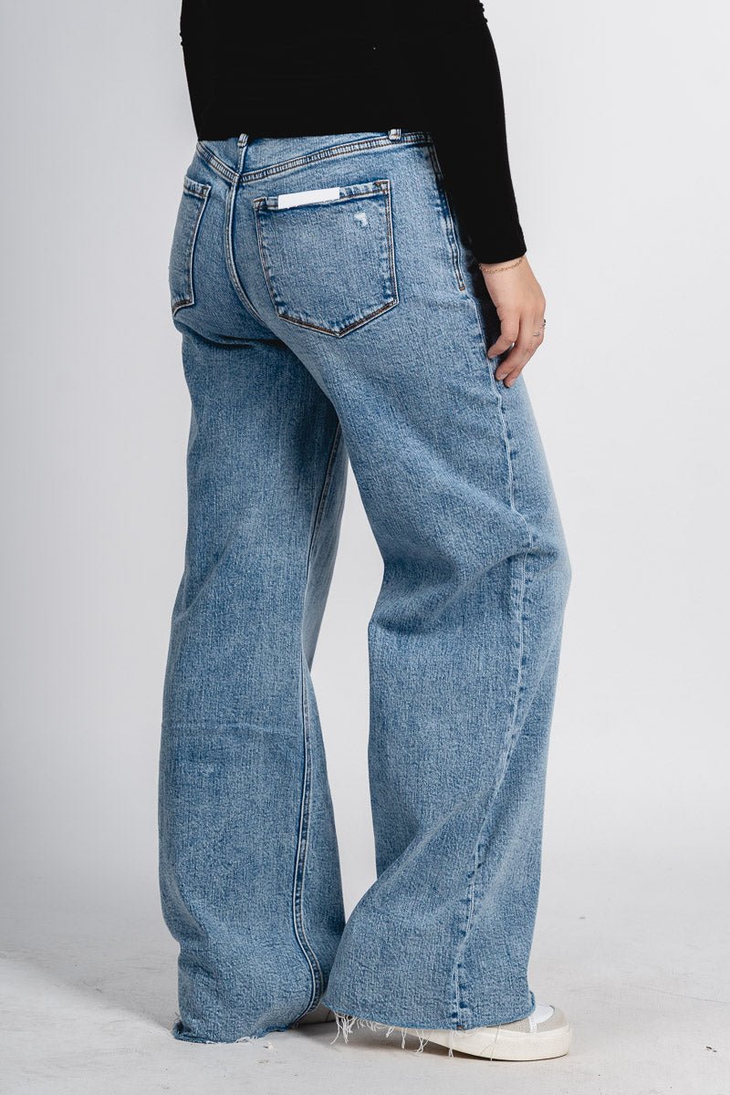 Flying Monkey high rise wide leg jeans Modernity | Lush Fashion Lounge: boutique women's jeans, fashion jeans for women, affordable fashion jeans, cute boutique jeans