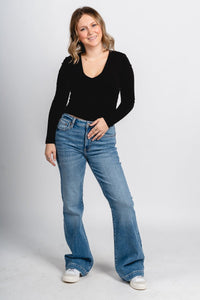 Daze heartbreaker mid rise flare jeans text me | Lush Fashion Lounge: boutique women's jeans, fashion jeans for women, affordable fashion jeans, cute boutique jeans