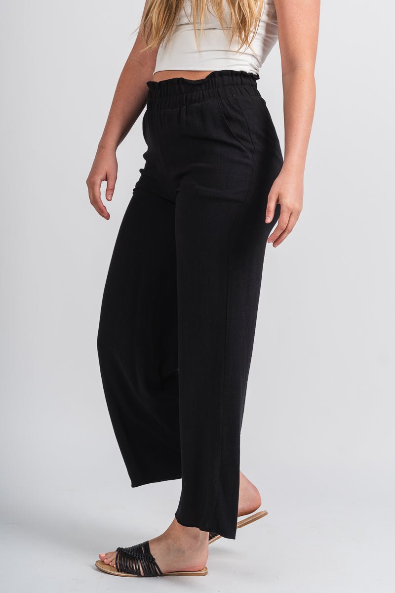 Wide leg pants black | Lush Fashion Lounge: women's boutique pants, boutique women's pants, affordable boutique pants, women's fashion pants