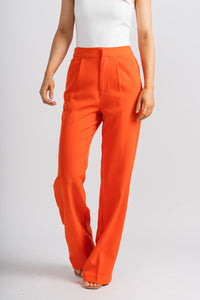 Pleated wide leg pants orange - Trendy OKC Apparel at Lush Fashion Lounge Boutique in Oklahoma City