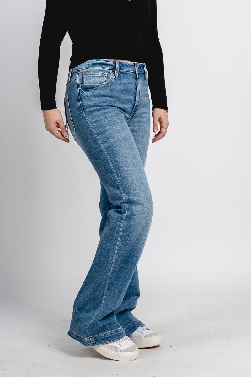 Daze heartbreaker mid rise flare jeans text me | Lush Fashion Lounge: boutique women's jeans, fashion jeans for women, affordable fashion jeans, cute boutique jeans