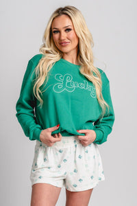 Z Supply Lucky sweatshirt green - Z Supply Sweatshirt - Z Supply Apparel at Lush Fashion Lounge Trendy Boutique Oklahoma City